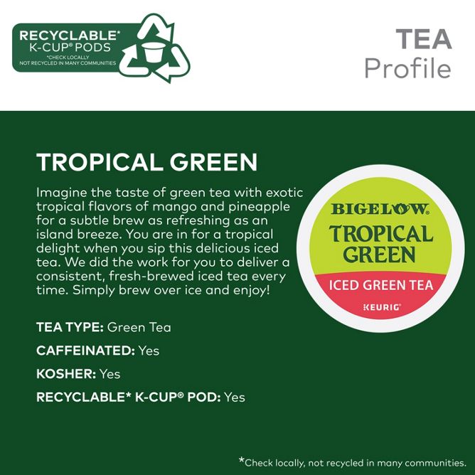Bigelow Tea Tropical Iced Green Tea K-Cup Pods
