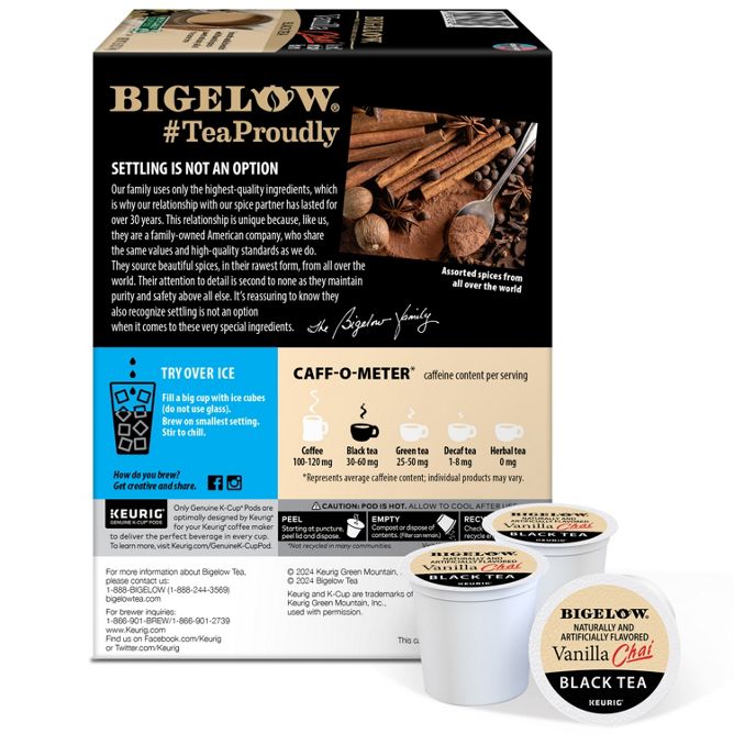 Bigelow Tea Vanilla Chai Tea K-Cup Pods