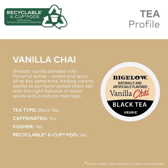 Bigelow Tea Vanilla Chai Tea K-Cup Pods
