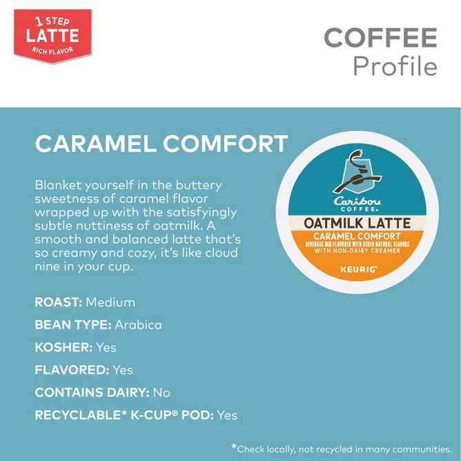 Caribou Coffee Oatmilk Latte Caramel Comfort K-Cup Pods