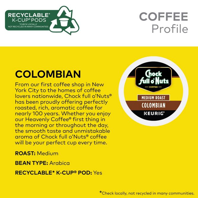 Chock full o'Nuts Colombian K-Cup Pods