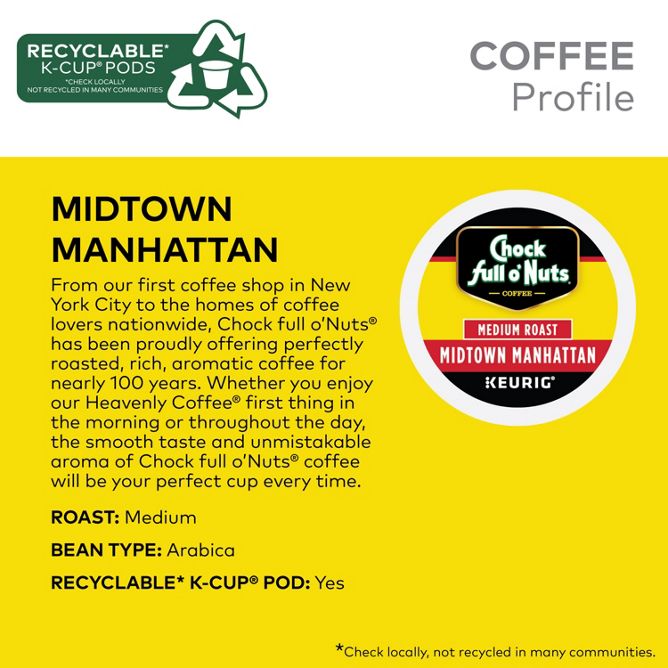 Chock full o'Nuts Midtown Manhattan K-Cup Pods