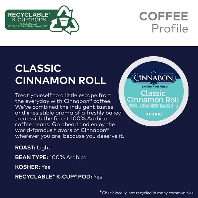 Cinnabon Coffee Classic Cinnamon Roll K-Cup Pods