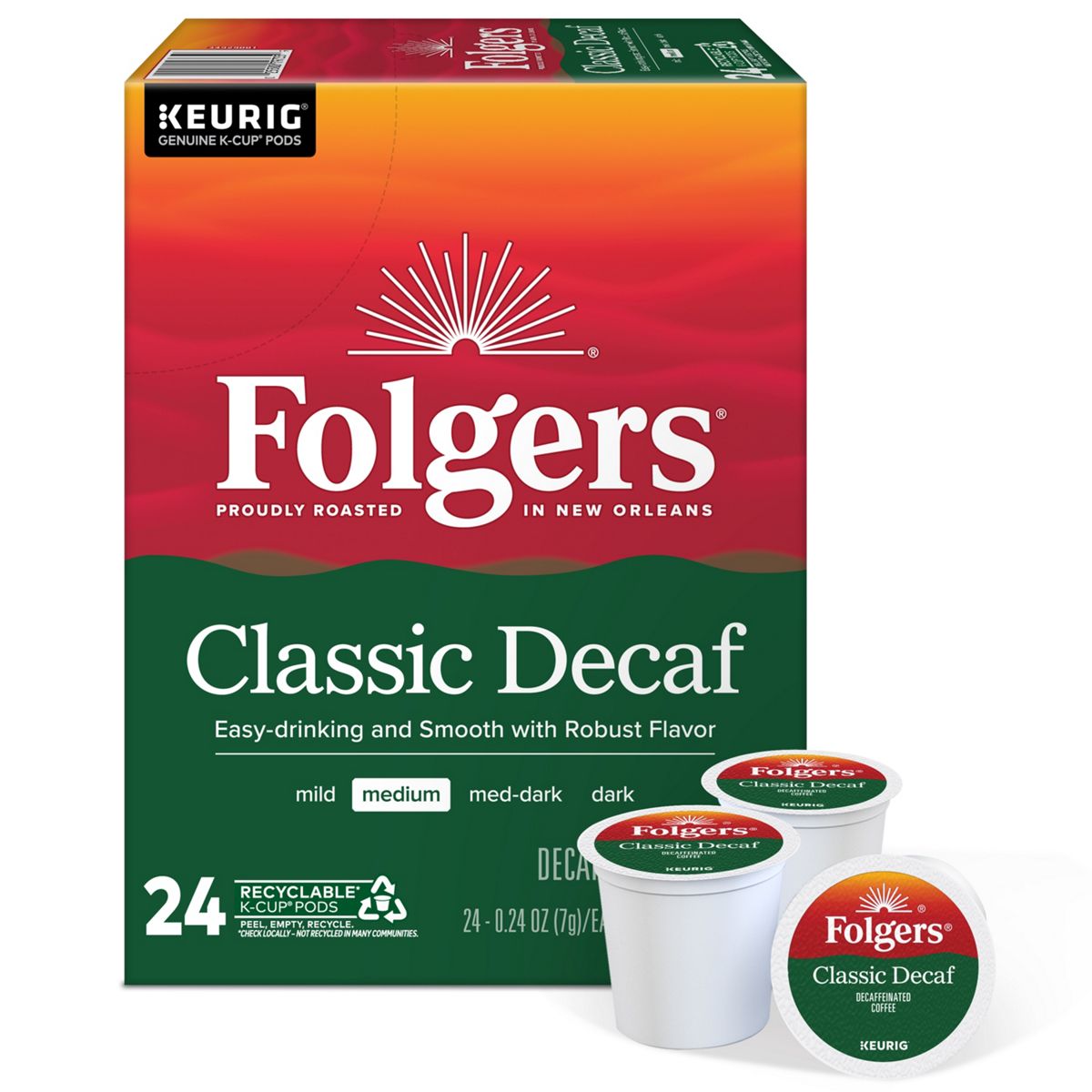 Folgers Classic Decaf Roast Coffee K-Cup Pods