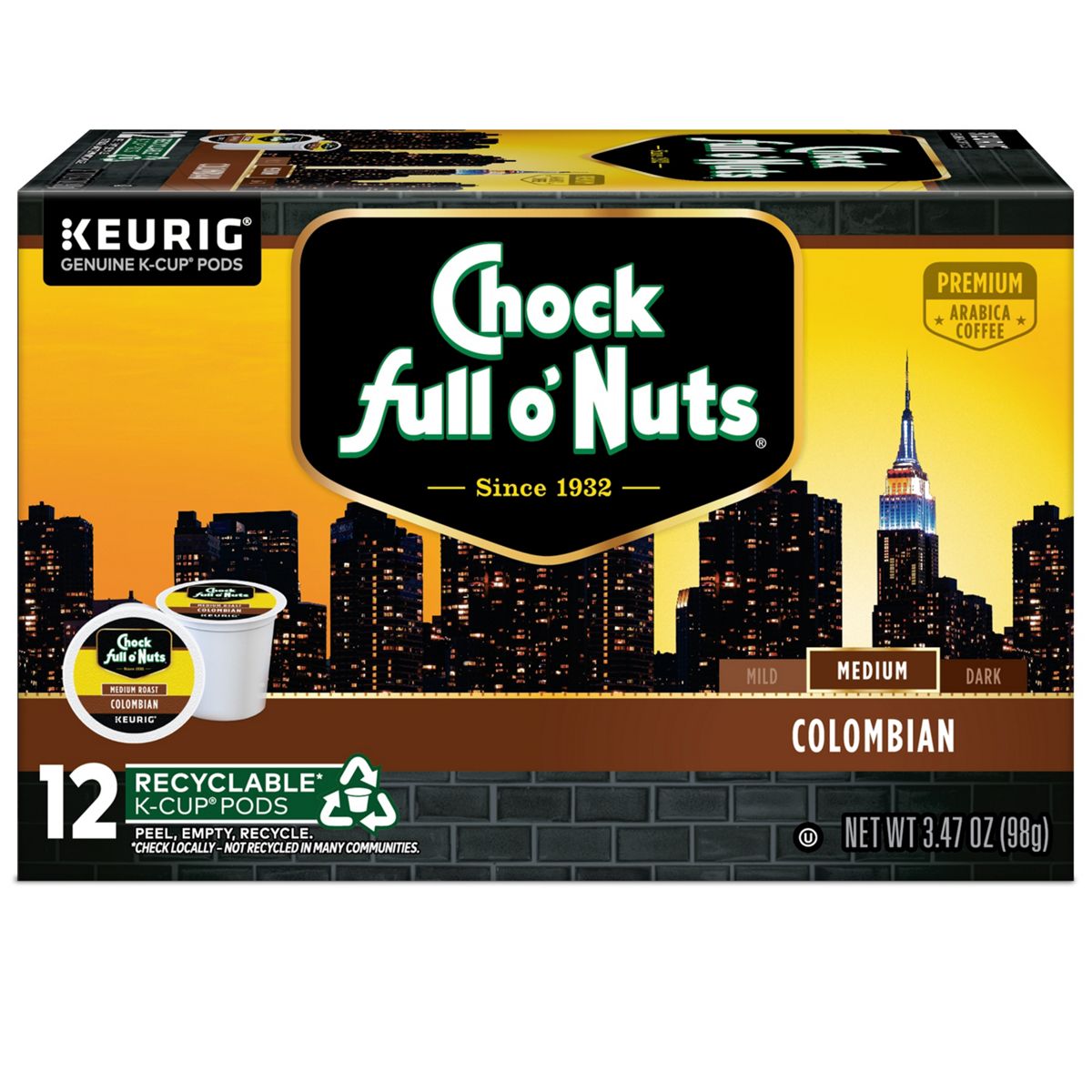 Chock full o'Nuts Colombian Coffee K-Cup Pods