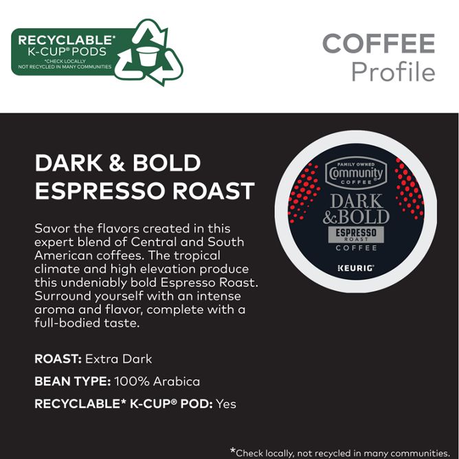 Community Coffee Dark & Bold Espresso K-Cup Pods