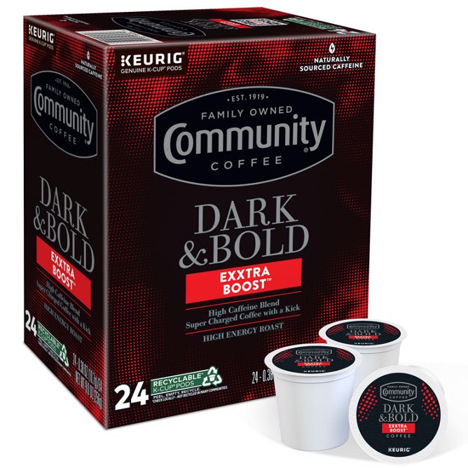 Community Coffee Dark & Bold Exxtra Boost K-Cup Pods