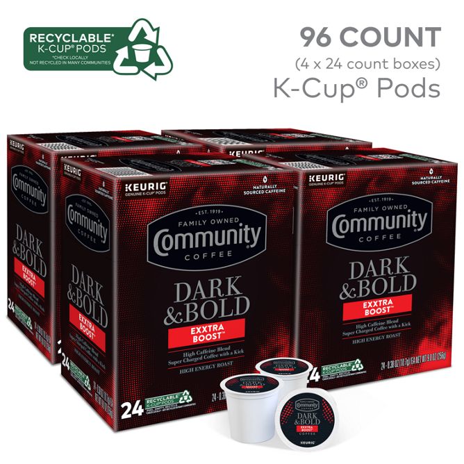 Community Coffee Dark & Bold Exxtra Boost K-Cup Pods