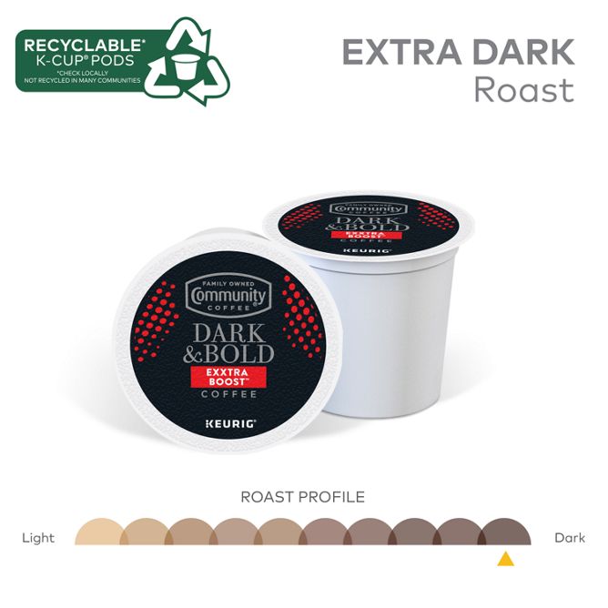 Community Coffee Dark & Bold Exxtra Boost K-Cup Pods