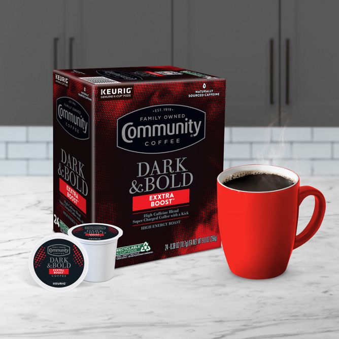 Community Coffee Dark & Bold Exxtra Boost K-Cup Pods