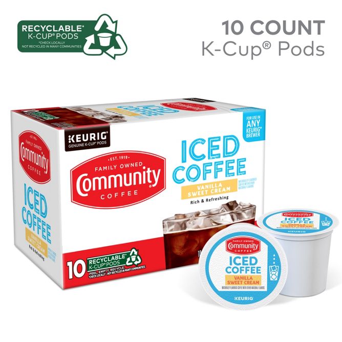 Community Coffee Iced Vanilla Sweet Cream Coffee K-Cup Pods
