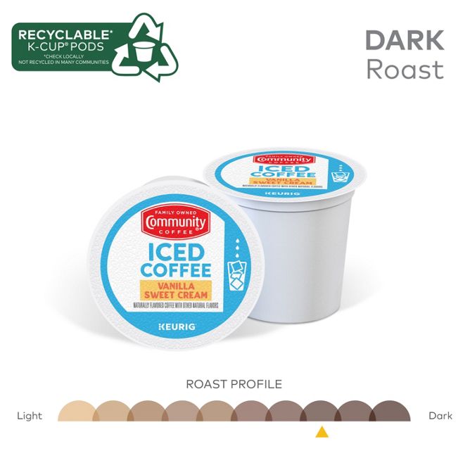 Community Coffee Iced Vanilla Sweet Cream Coffee K-Cup Pods