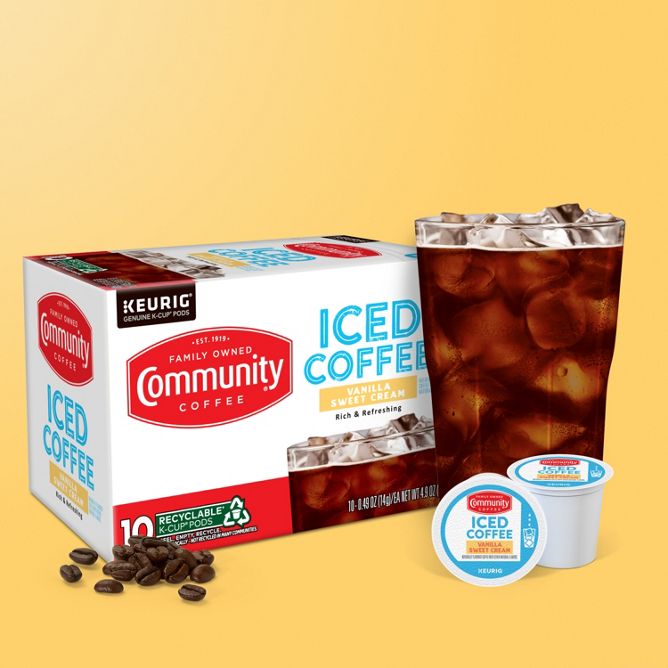 Community Coffee Iced Vanilla Sweet Cream Coffee K-Cup Pods