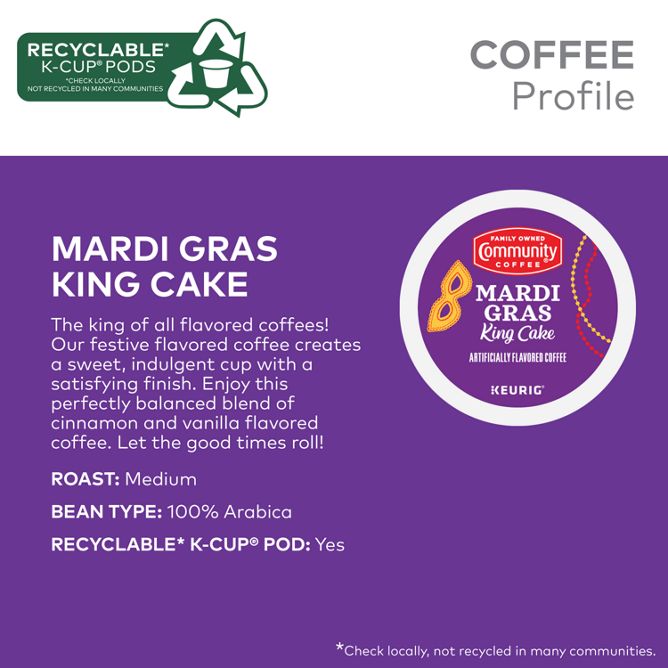 Community Coffee Mardi Gras King Cake Coffee K-Cup Pods
