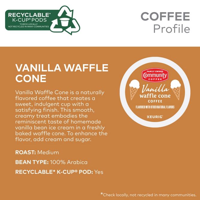 Community Coffee Vanilla Waffle Cone Coffee K-Cup Pods