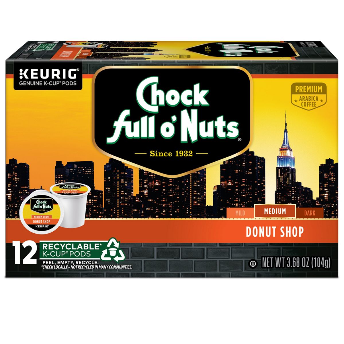 Chock full o'Nuts Donut Shop Coffee K-Cup Pods