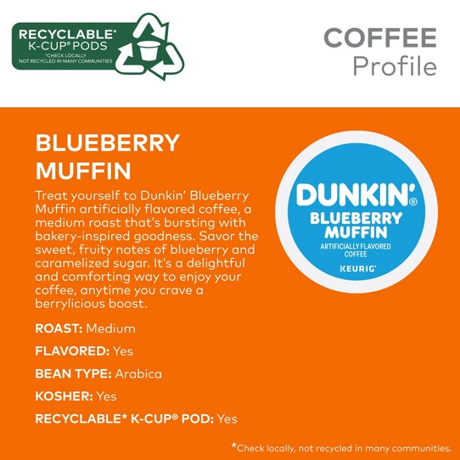 Dunkin Coffee Blueberry Muffin K-Cup Pods