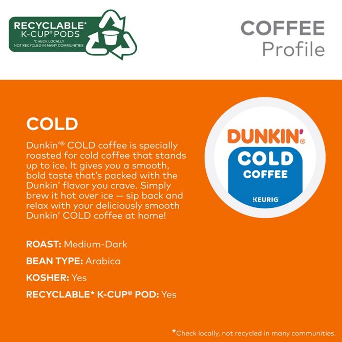 Dunkin Coffee Cold Coffee K-Cup Pods