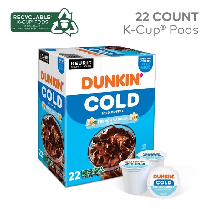 Dunkin Coffee Cold French Vanilla K-Cup Pods