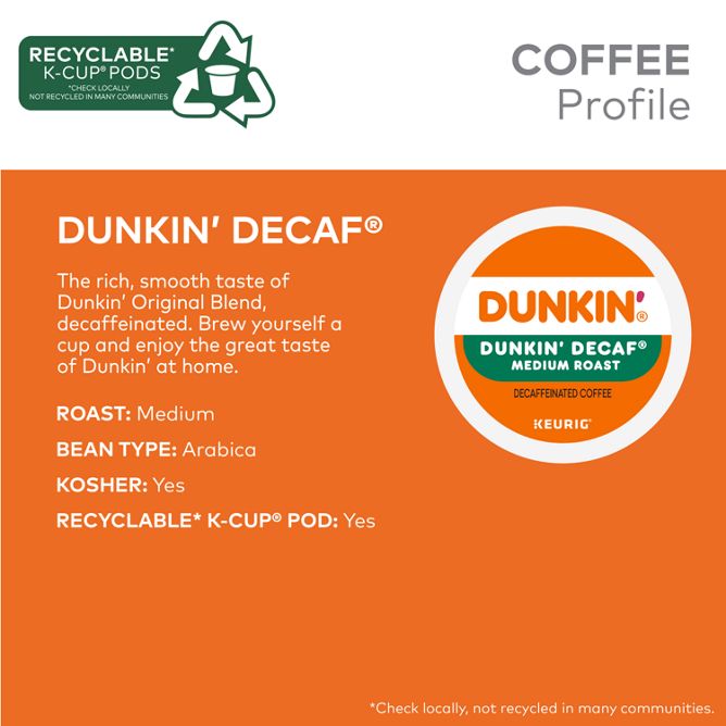 Dunkin Coffee Dunkin Decaf K-Cup Pods