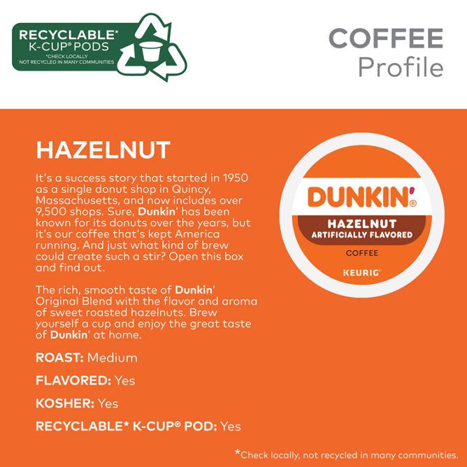 Dunkin Coffee Hazelnut Coffee K-Cup Pods