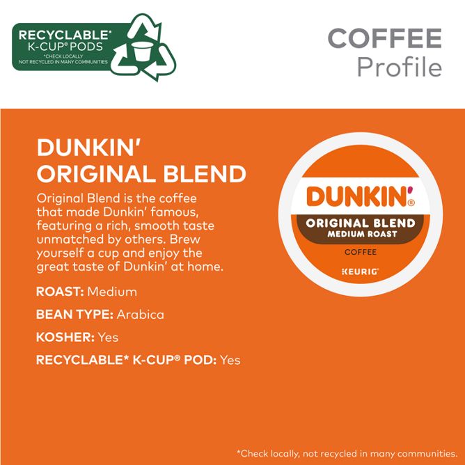 Dunkin Coffee Original Blend K-Cup Pods