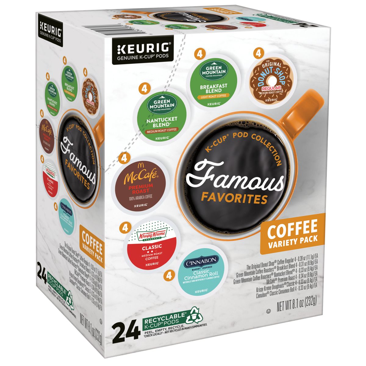 Keurig Famous Favorites Variety Pack, 24ct K-Cup Pods