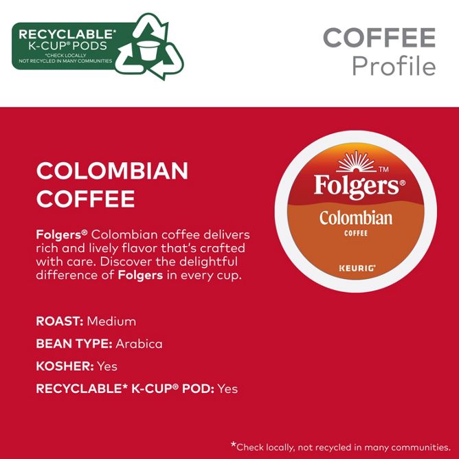 Folgers Coffee Colombian Coffee K-Cup Pods