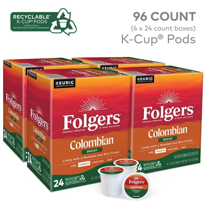 Folgers Coffee Colombian Coffee (DECAF) K-Cup Pods