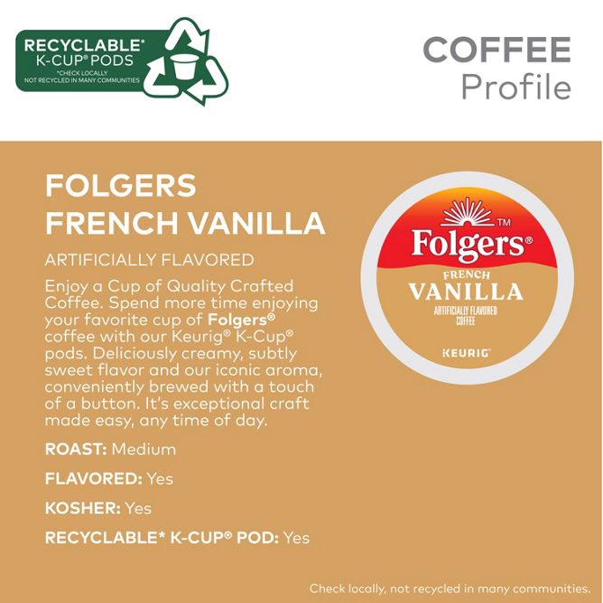 Folgers Coffee French Vanilla K-Cup Pods