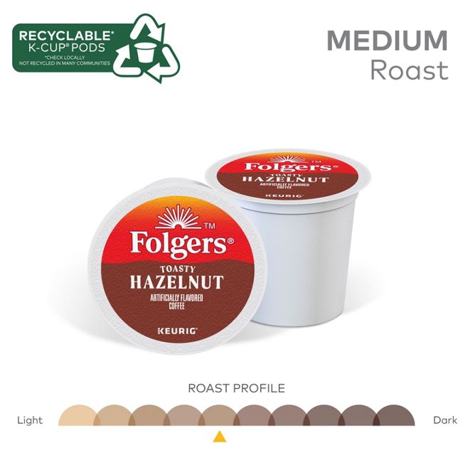 Folgers Coffee Toasty Hazelnut K-Cup Pods