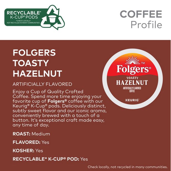 Folgers Coffee Toasty Hazelnut K-Cup Pods