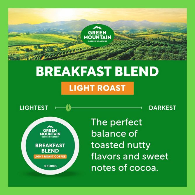 Green Mountain Coffee Roasters Breakfast Blend (Light Roast) K-Cup Pods