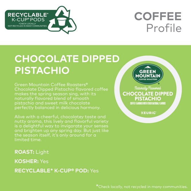 Green Mountain Coffee Roasters Chocolate Dipped Pistachio K-Cup Pods