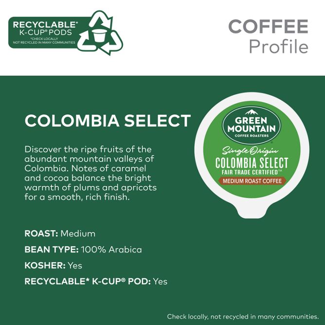 Green Mountain Coffee Roasters Colombia Select Coffee K-Cup Pods