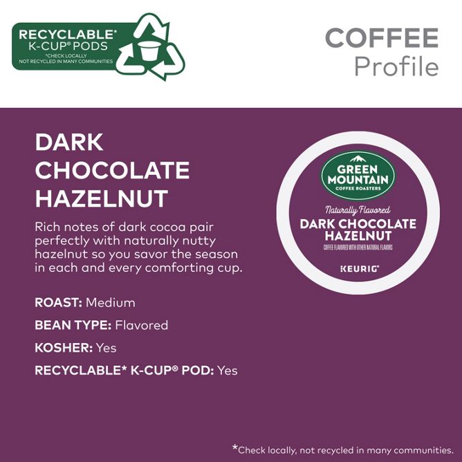 Green Mountain Coffee Roasters Dark Chocolate Hazelnut Coffee K-Cup Pods