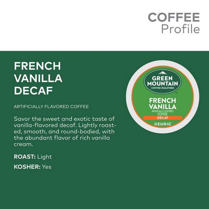 Green Mountain Coffee Roasters French Vanilla Coffee (DECAF) K-Cup Pods