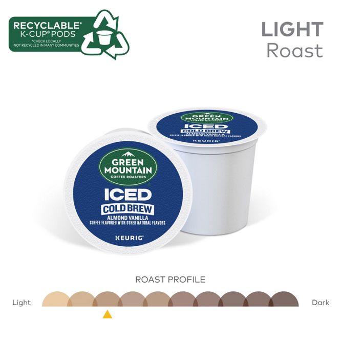 Green Mountain Coffee Roasters ICED Almond Vanilla Cold Brew K-Cup Pods