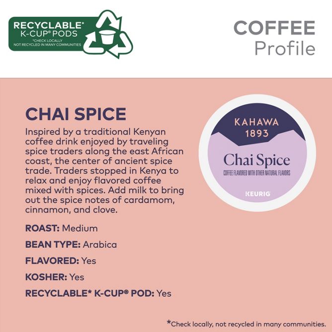 Kahawa 1893 Chai Spice K-Cup Pods
