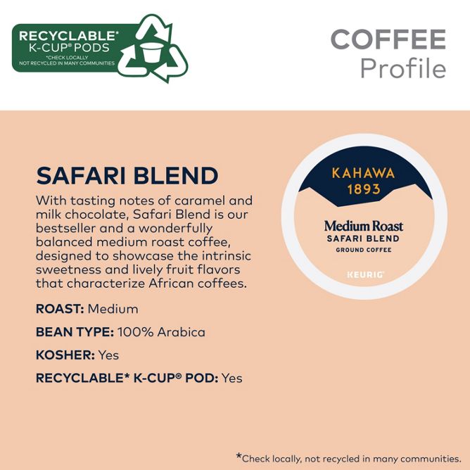 Kahawa 1893 Safari Blend K-Cup Pods