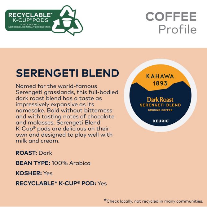 Kahawa 1893 Serengeti Blend K-Cup Pods