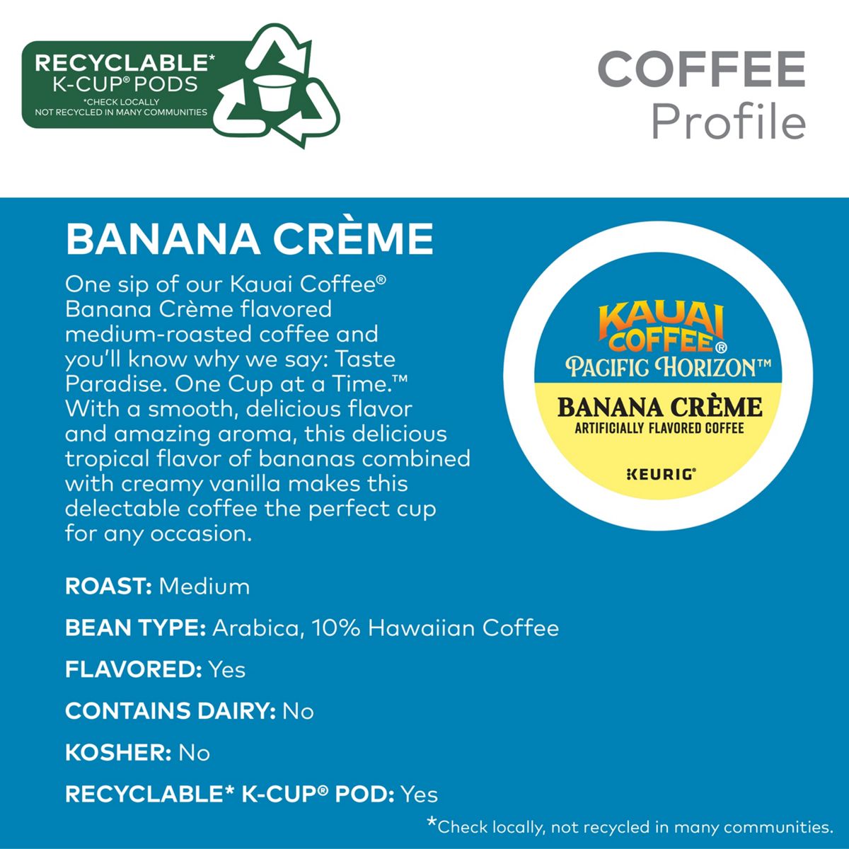 Kauai Coffee Banana Creme Coffee K-Cup Pods