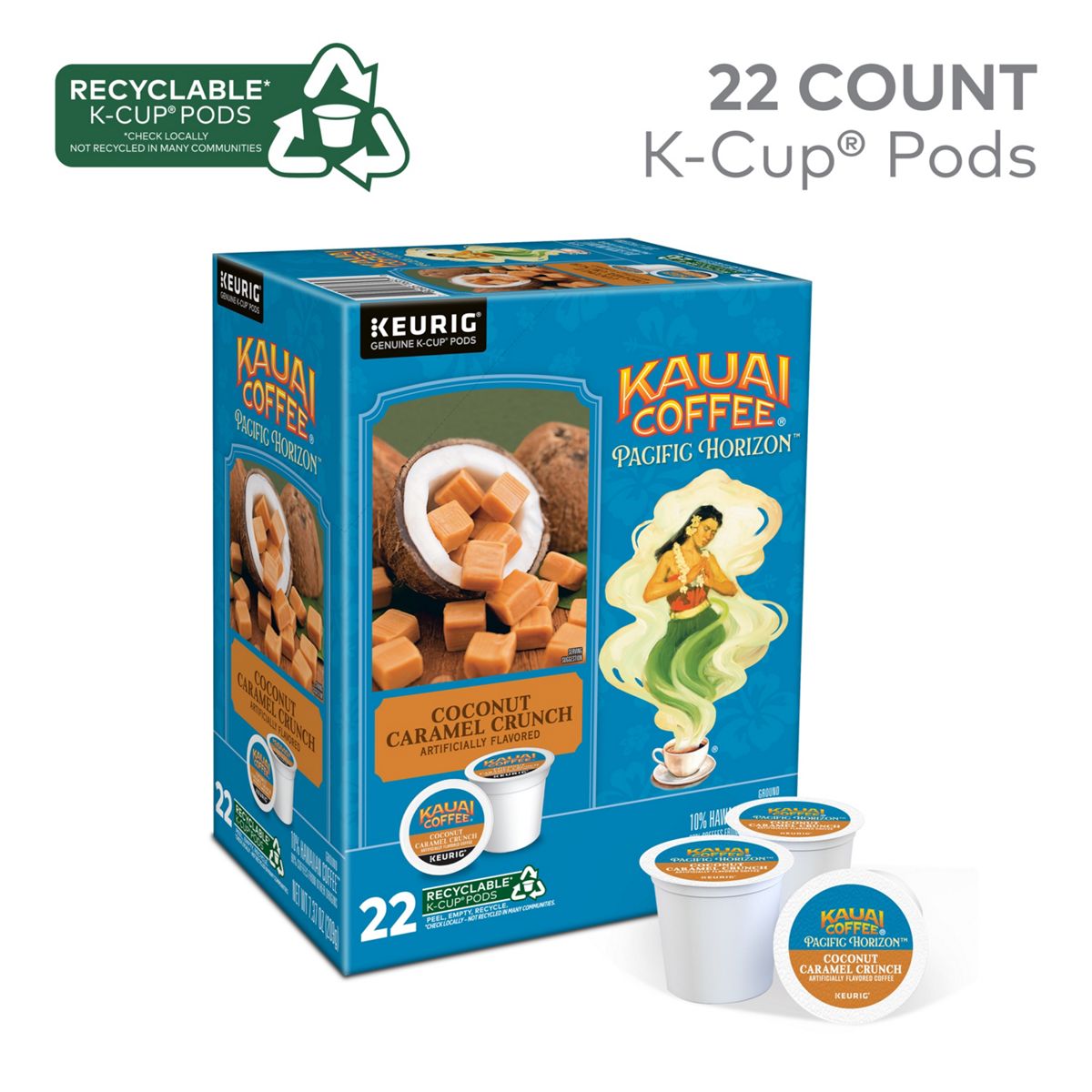 Kauai Coffee Coconut Caramel Crunch Coffee K-Cup Pods