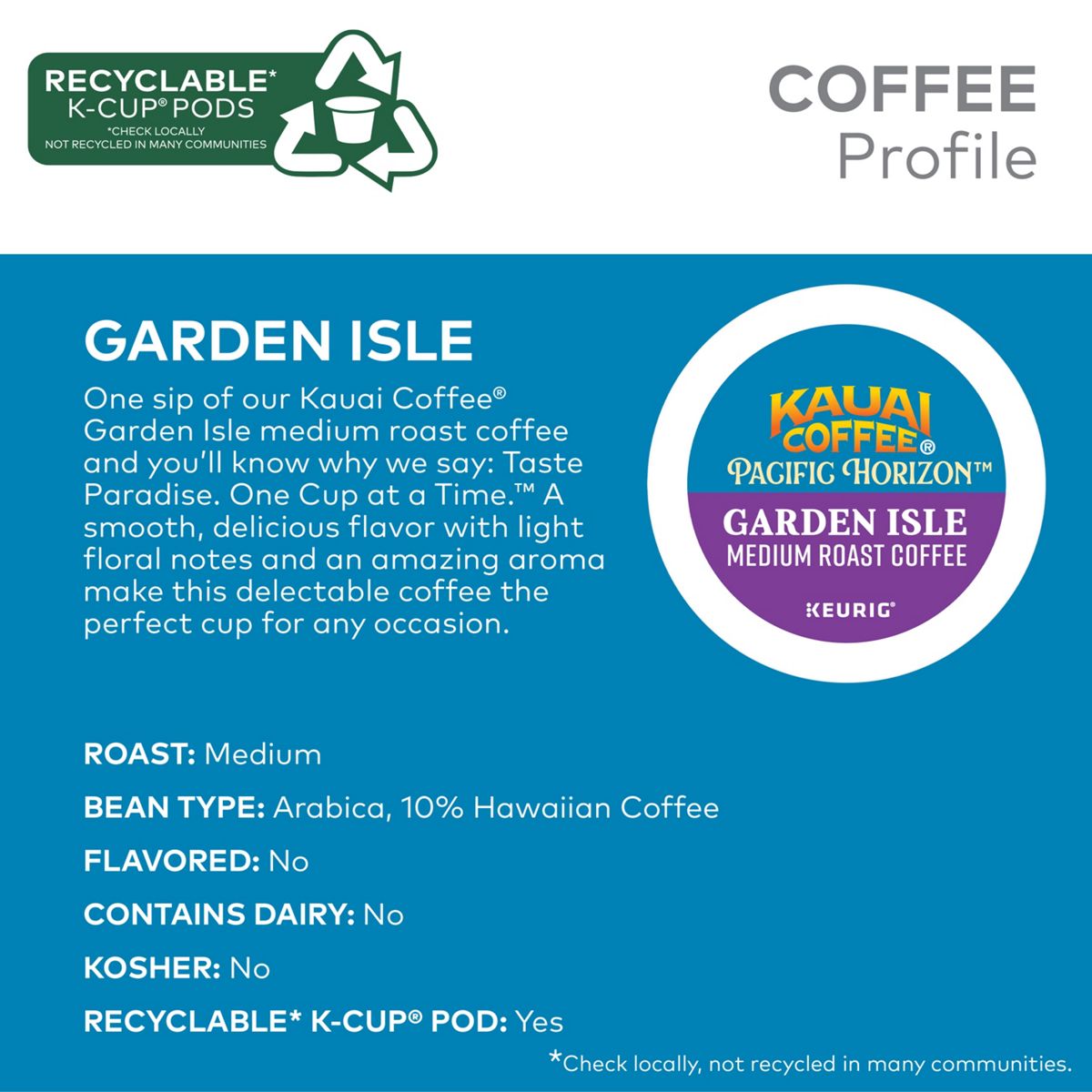 Kauai Coffee Garden Isle Coffee K-Cup Pods