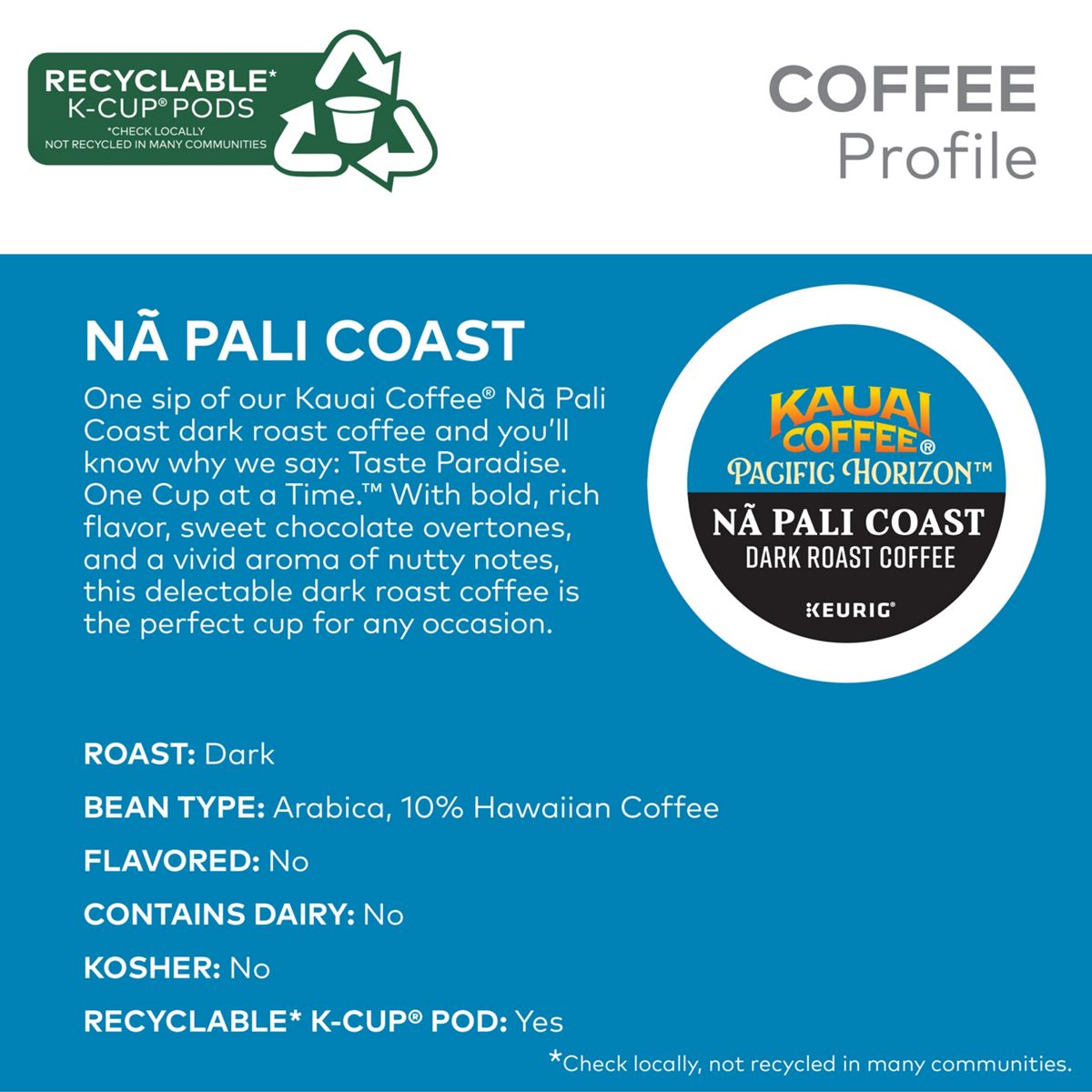 Kauai Coffee Na Pali Coast Coffee K-Cup Pods