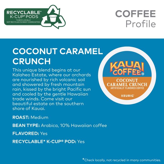 Kauai Coconut Caramel Crunch Coffee K-Cup Pods