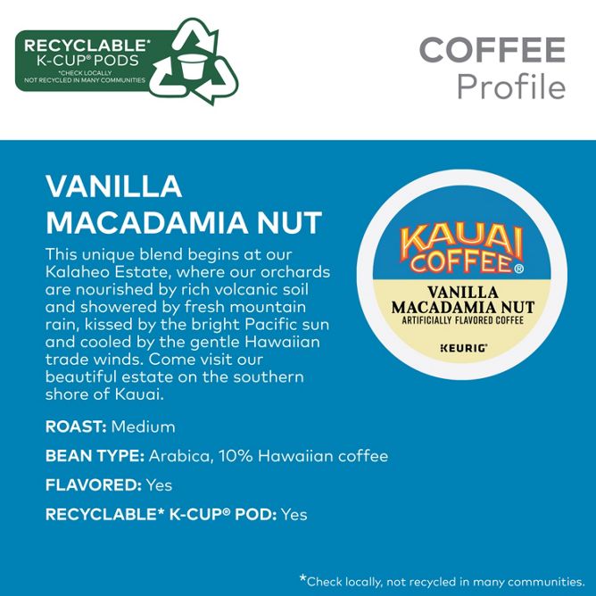 Kauai Vanilla Macadamia Nut Coffee K-Cup Pods