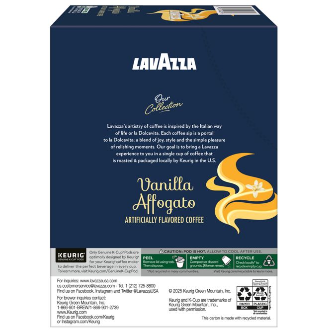 Lavazza Coffee Vaniila Affogato K-Cup Pods