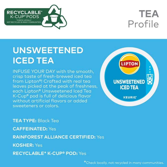 Lipton Tea Classic Unsweetened Iced Tea K-Cup Pods