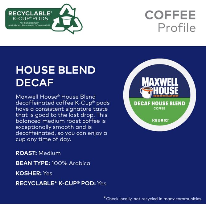 Maxwell House Coffee House Blend (Decaf) K-Cup Pods